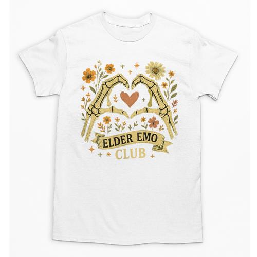 Elder Emo Club Skeleton Hands Heart Nostalgia Unisex T-Shirt - Figerry