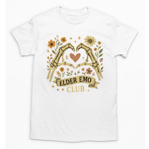 Elder Emo Club Skeleton Hands Heart Nostalgia Unisex T-Shirt - Figerry