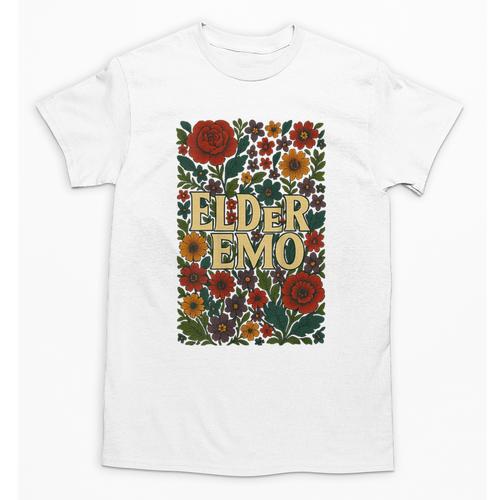 Elder Emo Floral Gothic Vintage Nostalgia Unisex T-Shirt - Figerry