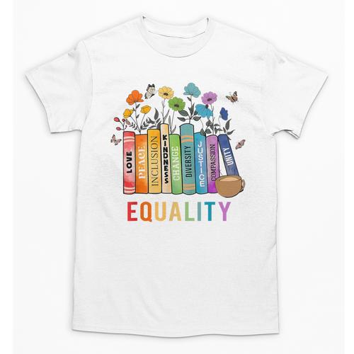 Equal Rights Book Flower Equality Peace Love Kindness Book Unisex T-Shirt - Bookorys