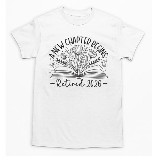 Floral Book a New Chapter Begins Retired Retirement Teacher Unisex T-Shirt - Bookorys