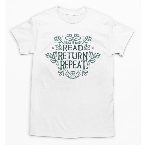Floral “Read Return Repeat” Book Lovers Readers Librarians Unisex T-Shirt - Bookorys