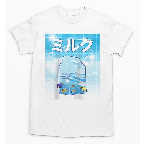 Frutiger Aero Aesthetic Tech Kawaii Milk Underwater Fishes Raglan Baseball Tee Unisex T-Shirt - Figerry