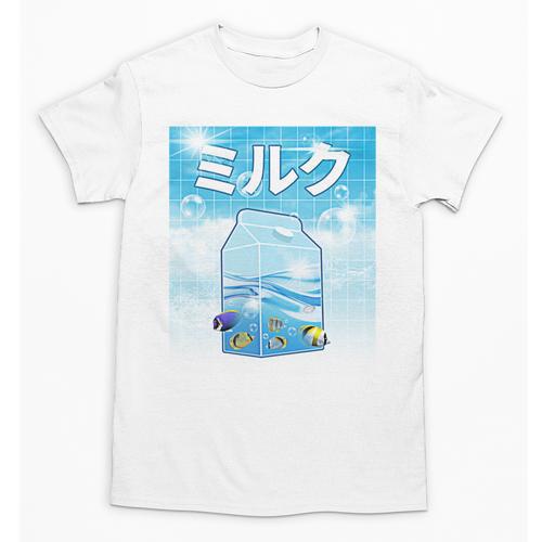 Frutiger Aero Aesthetic Tech Kawaii Milk Underwater Fishes Unisex T-Shirt - Figerry
