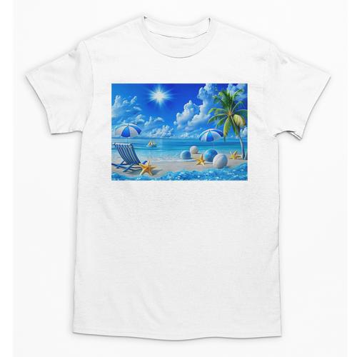 Frutiger Aero Beach Y2k Aesthetic Palm Tree Sand Ocean Premium Unisex T-Shirt - Figerry