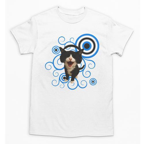 Frutiger Aero Cat Meme Headphone Kitty Cat Lover Unisex T-Shirt - Figerry