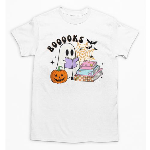 Ghost Reading Halloween Women Teacher Book Lover Unisex T-Shirt - Bookorys UK
