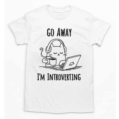 Go Away I'm Introverting Cat Introvert Anxiety Anxious Unisex T-Shirt - Raresse