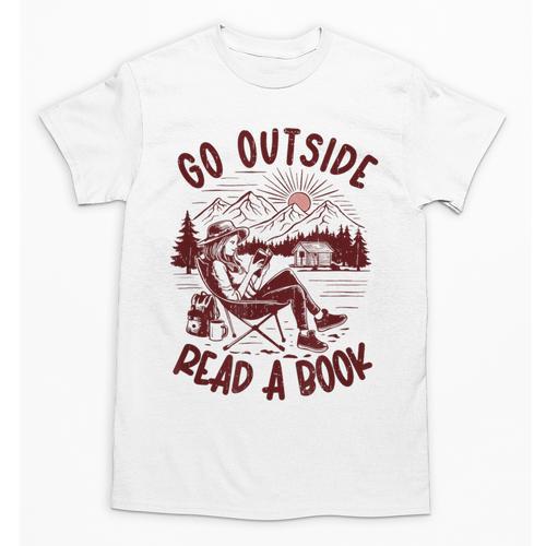 Go Outside Read a Book Vintage Bibliophiles Unisex T-Shirt - Bookorys UK