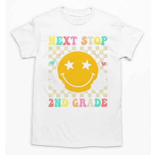 Groovy Next Stop 2nd Grade 1st Grade Graduation 2025 Premium Unisex T-Shirt - Best Gift Smart