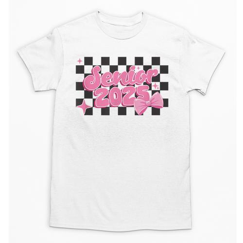 Groovy Senior Class Of 2026 Coquette Pink Bow Graduation Unisex T-Shirt - Best Gift Smart