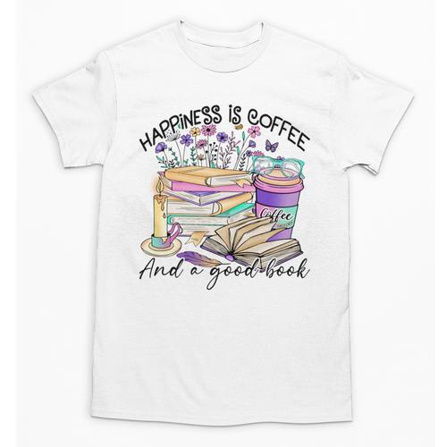 Happiness Is Coffee And a Good Book Women Love Reading Book Unisex T-Shirt - Bookorys CA