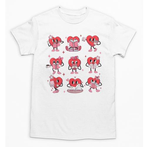 Heart Holding Reading Books Valentine Teacher Book Lover Unisex T-Shirt - Bookorys DE