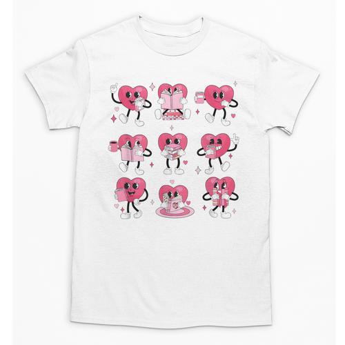 Heart Reading Books Valentine Teacher Boy Girl Book Lover Unisex T-Shirt - Bookorys DE