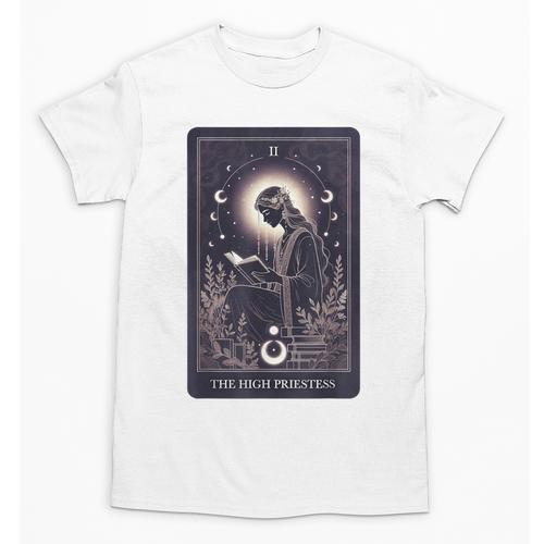 High Priestess Tarot Art Celestial Mystic Book Lover Unisex T-Shirt - Bookorys CA