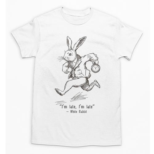 I'm Late I'm Late Rabbit From Alice Wonderland Book Unisex T-Shirt - Bookorys CA