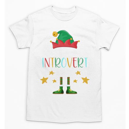 The Introvert Elf Christmas Family Matching Fun Xmas Top Unisex T-Shirt - Raresse