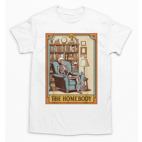 Introvert Homebody Awkward Skeleton The Homebody Tarot Card Unisex T-Shirt - Raresse