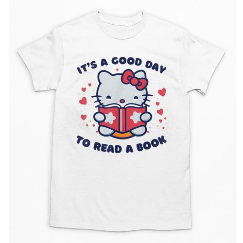 It's a Good Day To Read a Book Cute Cat Book Day Girls Boys Unisex T-Shirt - Bookorys