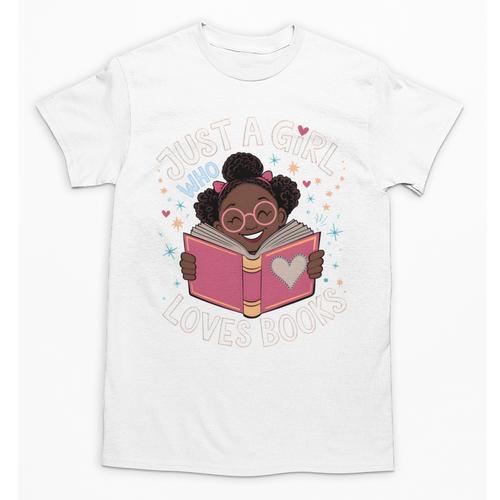 Just A Girl Who Loves Books Cute African American Afro Unisex T-Shirt - Bookorys