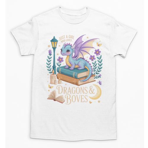 Just a Girl Who Loves Dragons & Books Reader Fantasy Fun Premium Tri-Blend Unisex T-Shirt - Bookorys UK