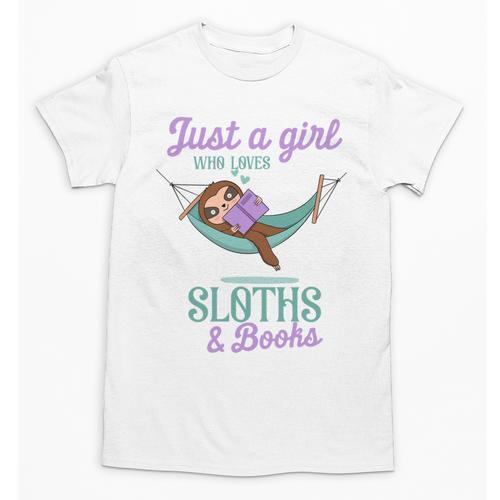 Just a Girl Who Loves Sloths And Books Unisex T-Shirt - Bookorys