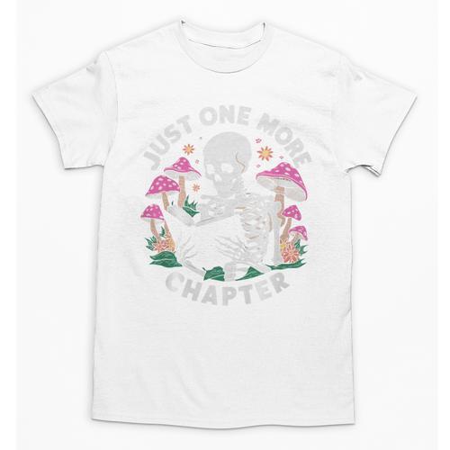 Just One More Chapter Mushrooms Gothic Skeleton Book Lover Premium Unisex T-Shirt - Bookorys