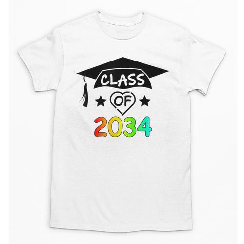 K -12th Grade Hand Prints Space Graduation Class Of 2034 Unisex T-Shirt - Best Gift Smart