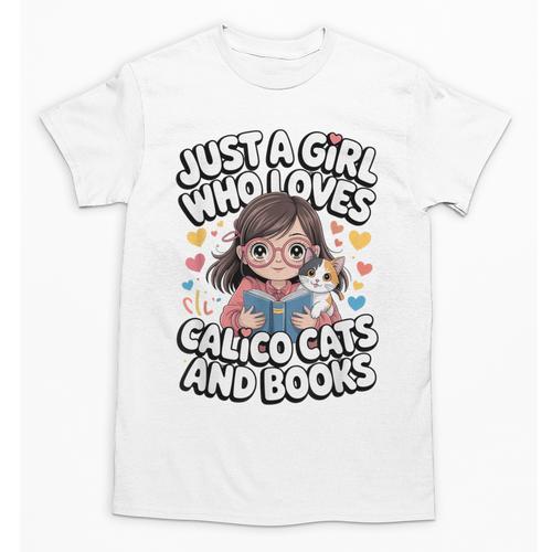 Kawaii Cat And Books Just A Girl Who Loves Both Unisex T-Shirt - Bookorys AU
