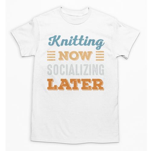 Knitting Now Minimal Socializing Introvert Vintage Unisex T-Shirt - Raresse