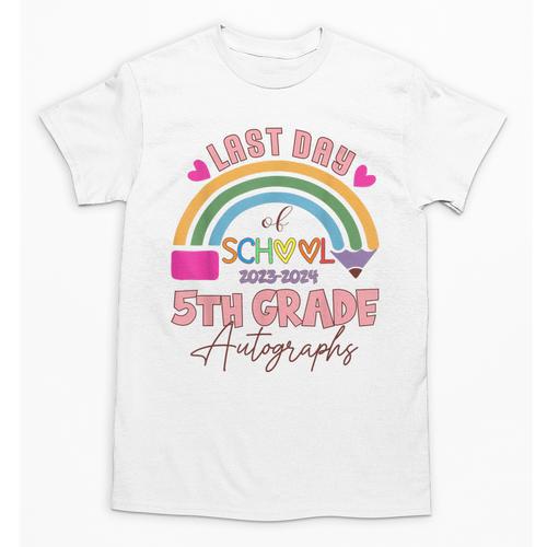 Last Day Of School Autograph 5th Grade Graduation Boys Girls Unisex T-Shirt - Best Gift Smart