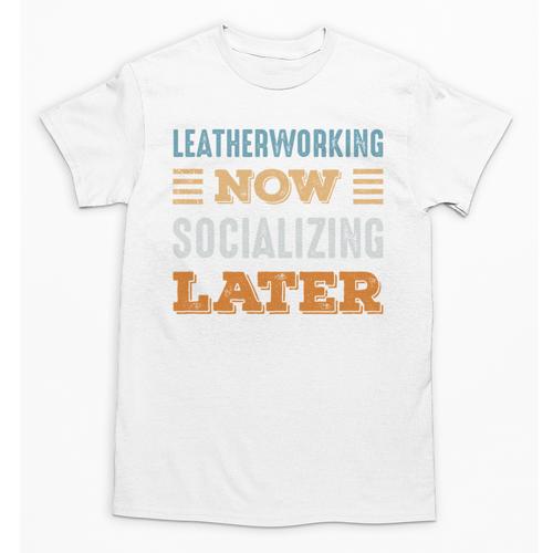 Leatherworking Now Minimal Socializing Introvert Vintage Unisex T-Shirt - Raresse
