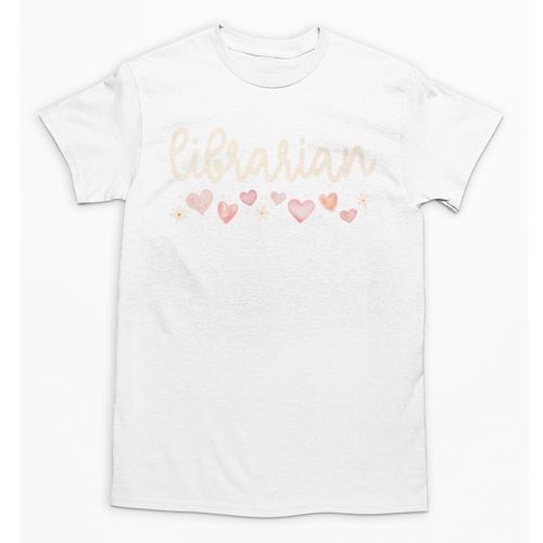Librarian Valentines Day Daisy School Library Book Lover Premium Unisex T-Shirt - Bookorys