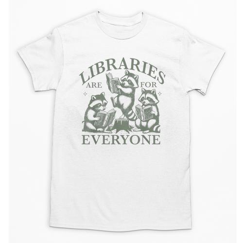 Libraries Are For Everyone Racoon Read Banned Book Librarian Unisex T-Shirt - Bookorys DE