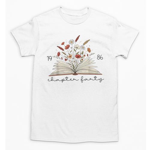 Life Chapter Forty 1986 Floral Book 40th Birthday Unisex T-Shirt - Bookorys