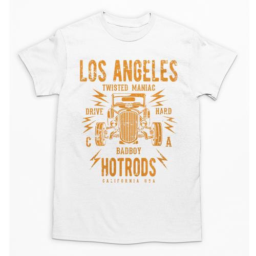 Los Angeles Hotrods Automotive Nostalgia Distressed Premium Tri-Blend Unisex T-Shirt - Figerry