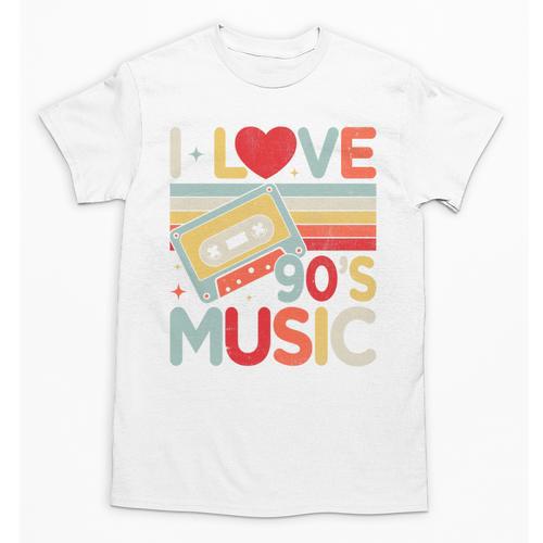 I Love 90's Music Retro Style Nostalgia Cassette 1990s Party Premium Tri-Blend Unisex T-Shirt - Figerry