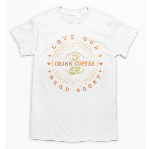 Love God Drink Coffee Read Books Lovers Vintage Unisex T-Shirt - Bookorys