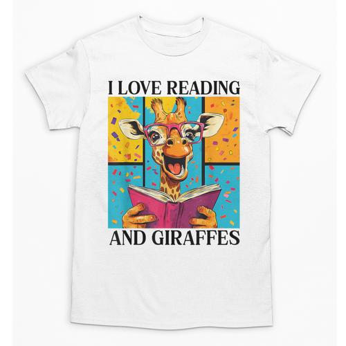 Love Reading And Giraffes Cute Giraffe Reading Book Lovers Unisex T-Shirt - Bookorys