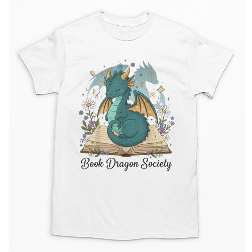 Magical Book Dragon Fantasy Reading Enthusiast Art Unisex T-Shirt - Bookorys