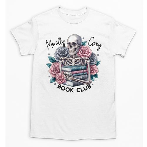 Morally Grey Skeleton Reading Smut Smutty Spicy Books Lover Unisex T-Shirt - Bookorys CA