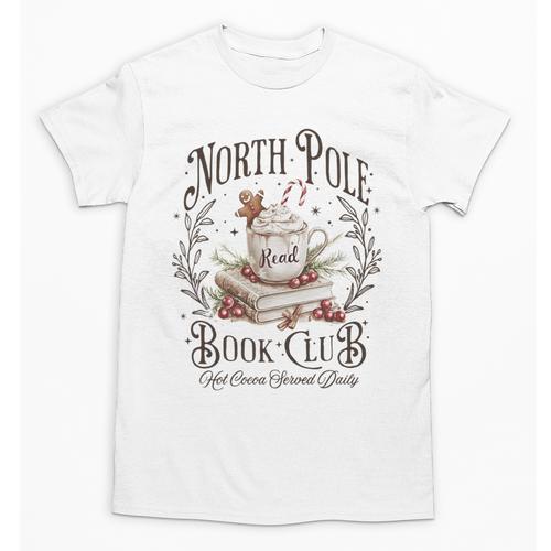 North Pole Book Club Christmas Xmas Hot Cocoa Bookish Unisex T-Shirt - Bookorys