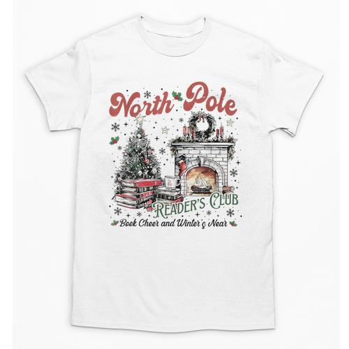 North Pole Book Club Book Lover Bookish Bookworm Christmas Unisex T-Shirt - Bookorys DE