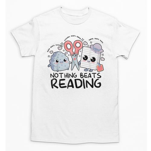 Nothing Beats Reading Rock Paper Scissors Book Lover Teacher Unisex T-Shirt - Bookorys AU