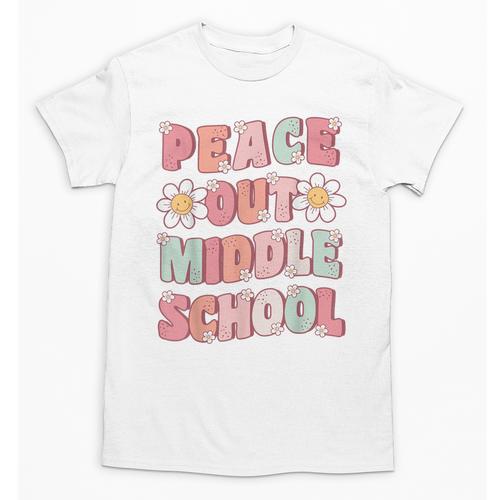 Peace Out Middle School Graduation Groovy Last Day Of School Unisex T-Shirt - Best Gift Smart