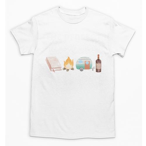 The Perfect Weekend Camping Essentials Wine Books Campfire Unisex T-Shirt - Bookorys CA