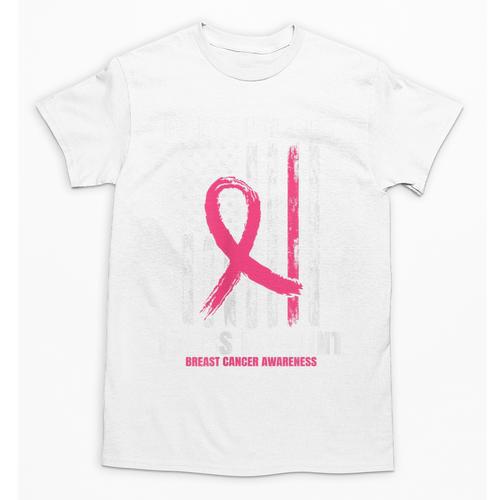 Pink In Memory Of Aunt Breast Cancer Awareness American Flag Unisex T-Shirt - Easessy