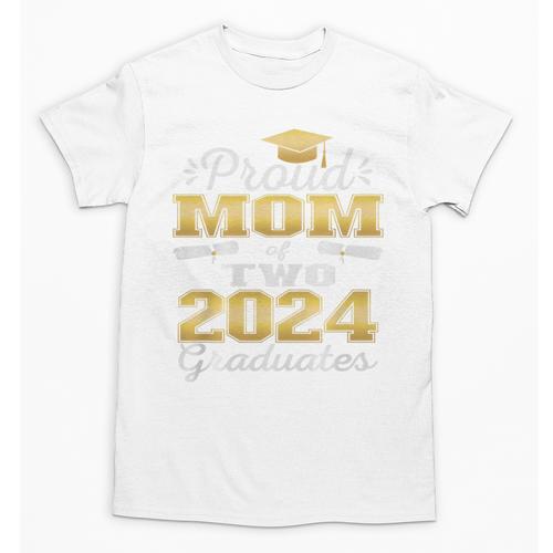Proud Mom Of Two 2024 Graduate Class 2024 Graduation Family Premium Unisex T-Shirt - Best Gift Smart