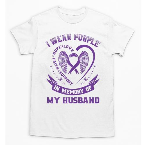 Purple In Memory Of My Husband Pancreatic Cancer Awareness Unisex T-Shirt - Easessy