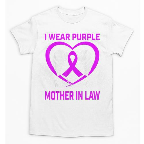 Purple In Memory Of Mother In Law Alzheimers Dementia Heart Unisex T-Shirt - Easessy